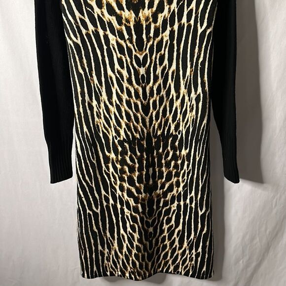 Vince Camuto Animal Print Sweater Dress Black Brown Beige Size Small - Picture 7 of 8